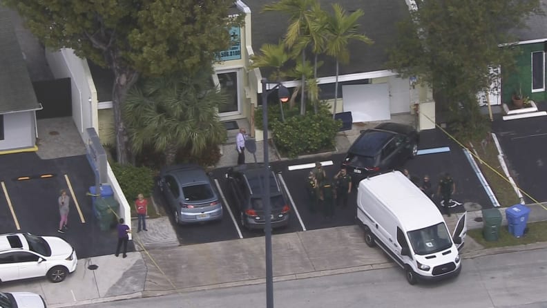 Aerial of dog attack at 100+ Abandoned Dogs of Everglades Florida in Oakland Park