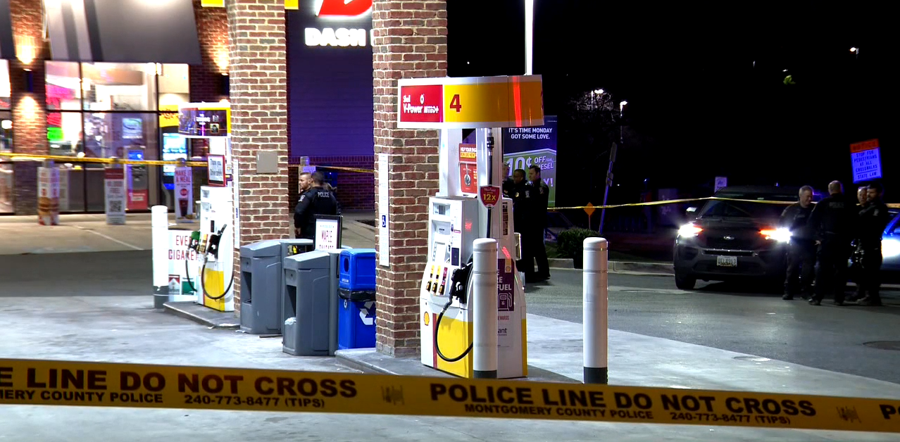 Crime scene at Silver Spring gas station 