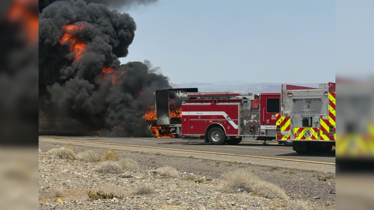 Fire on Interstate 15