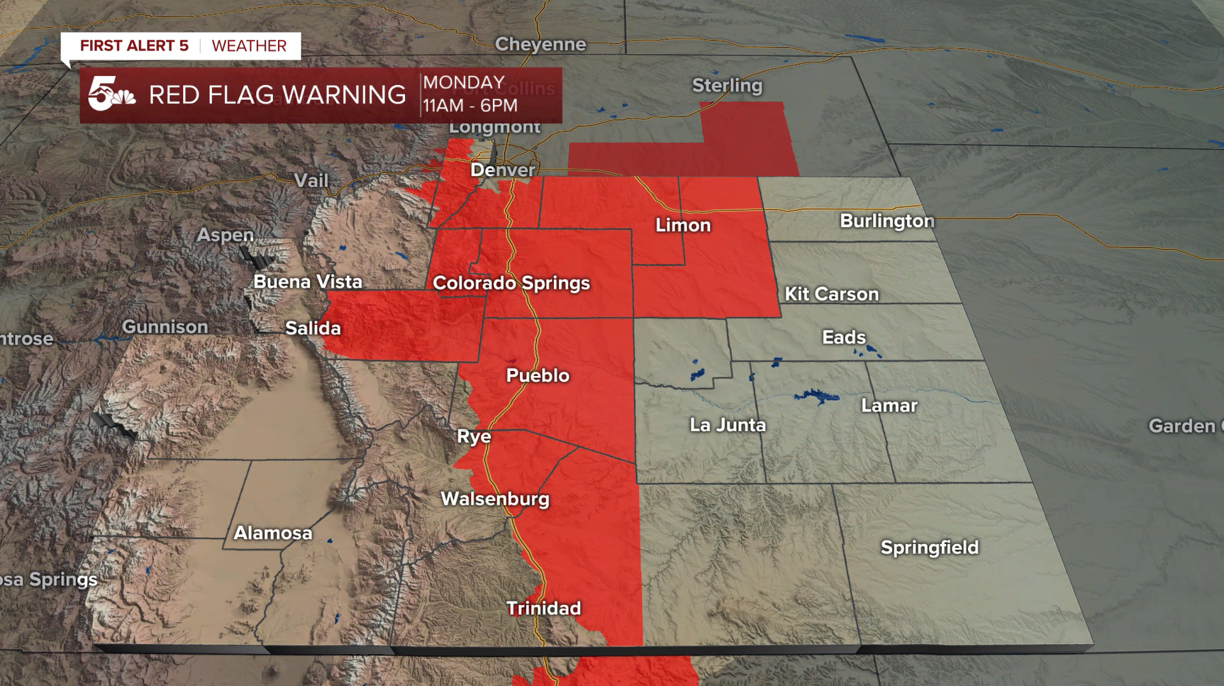 Red Flag Warnings for Monday, February 16th