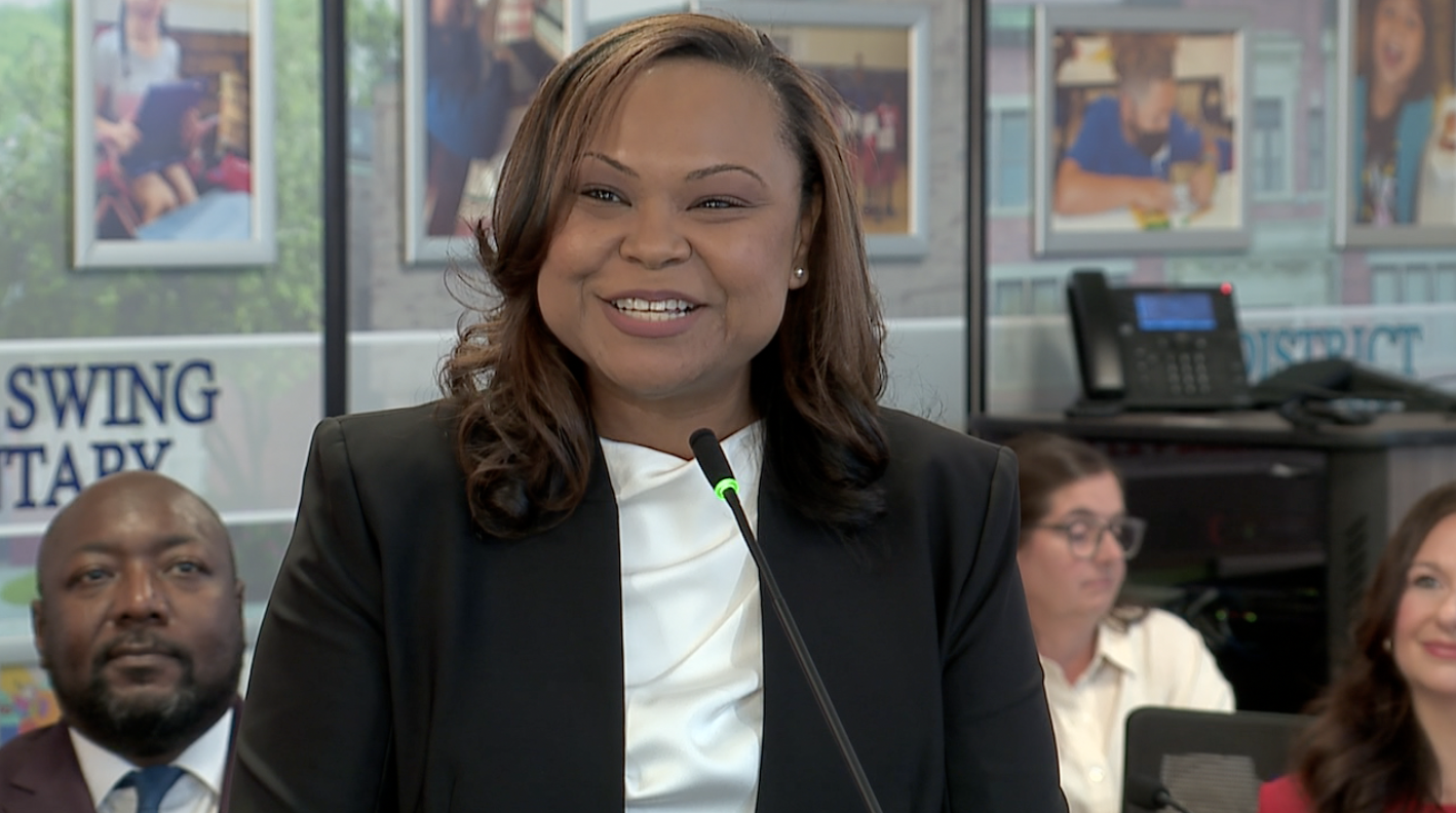 Courtnei Flucas addresses the Covington School Board publicly for the first time