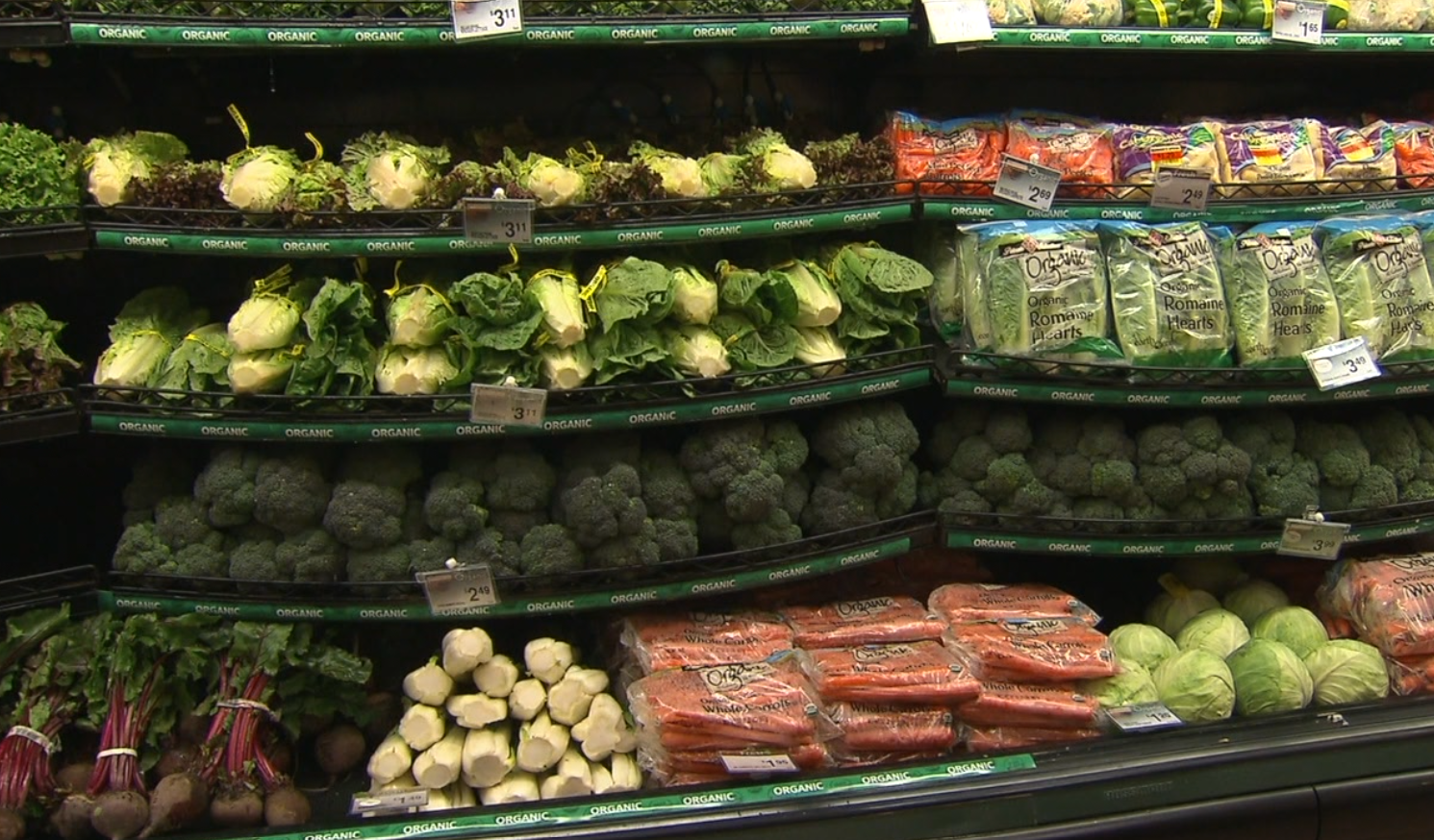 produce in a grocery store