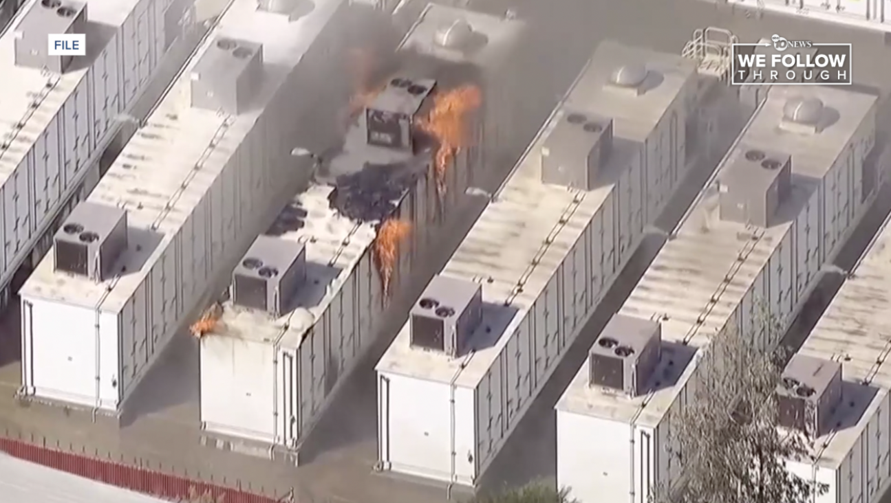 The fire at the SDG&E site in Escondido in 2024. 