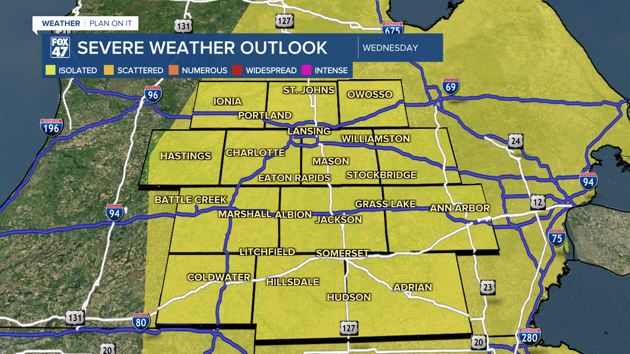 Marginal risk for severe storms in our neighborhoods Wednesday