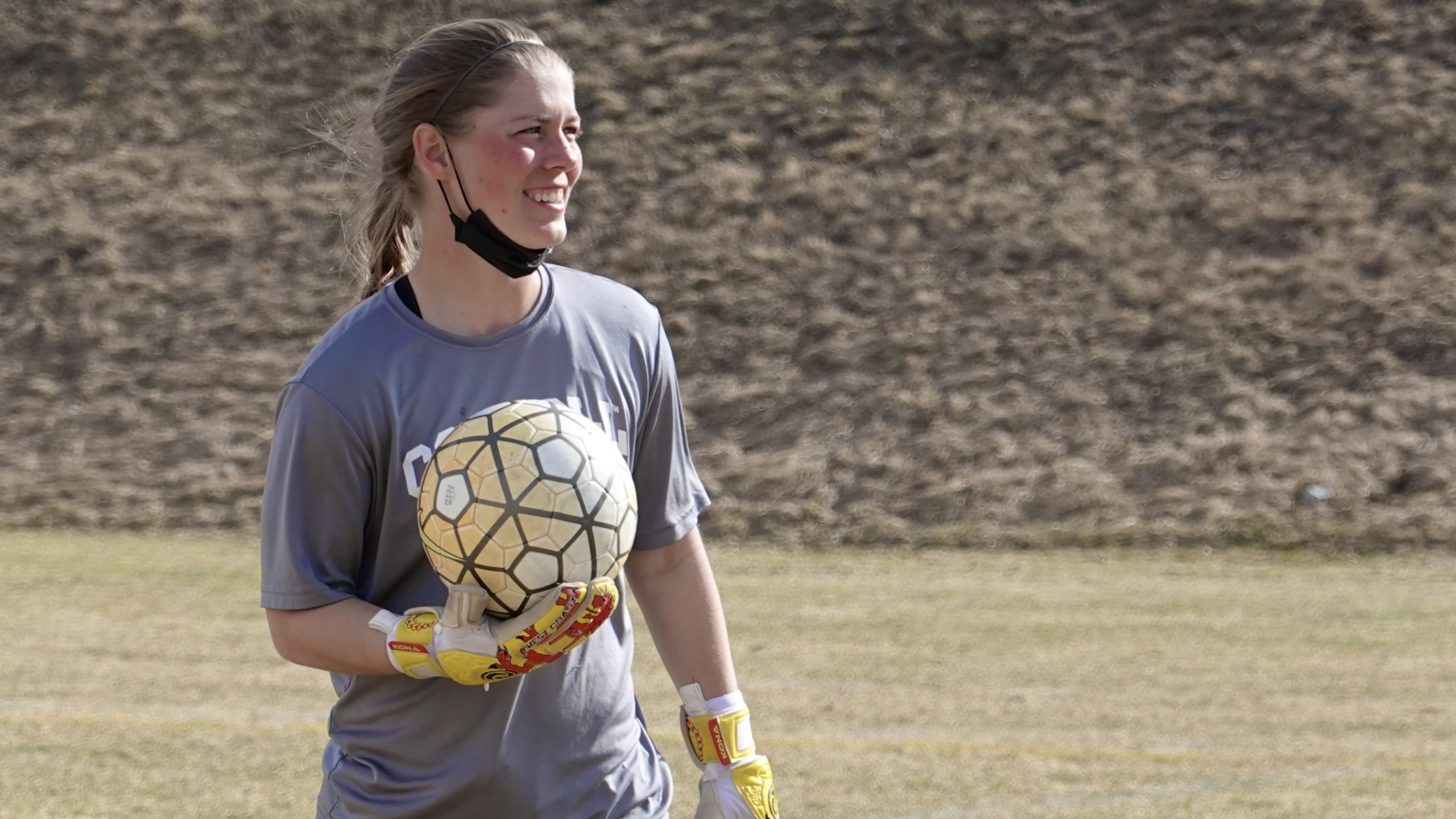 Carroll College's Sarah Conway snares shots on goal, fly balls in the outfield