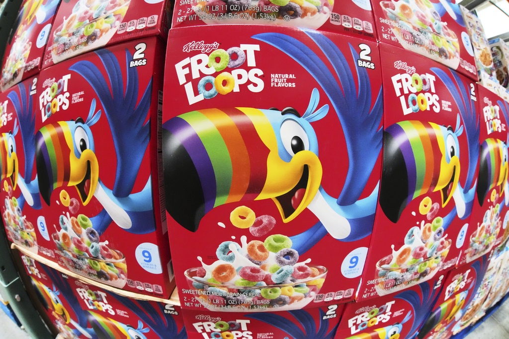 Kellogg's Froot Loops is on display in a Costco in Pittsburgh, Monday, July 14, 2025. 