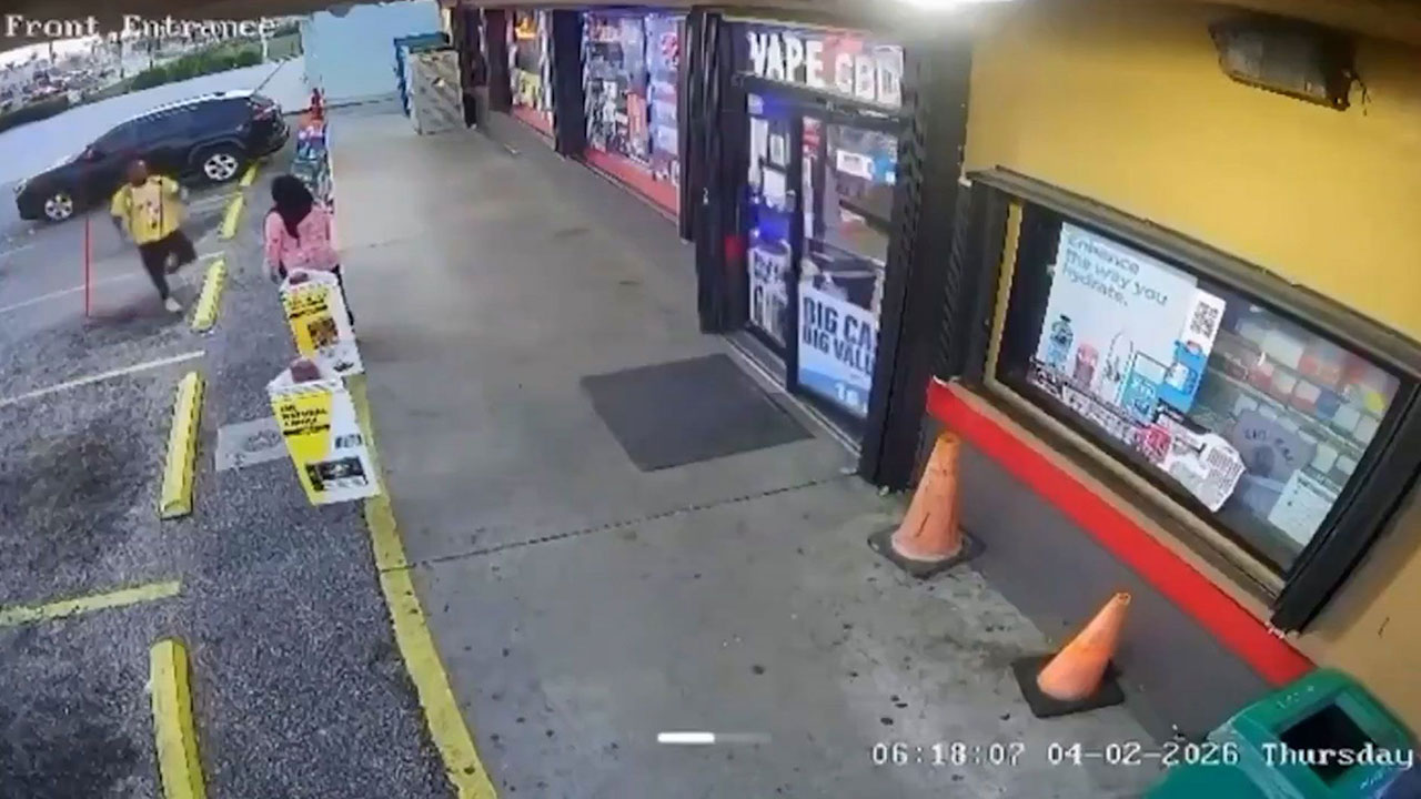 A still from a video, shared by President Donald Trump and DHS, that purportedly shows an undocumented man repeatedly striking a woman with a hammer.