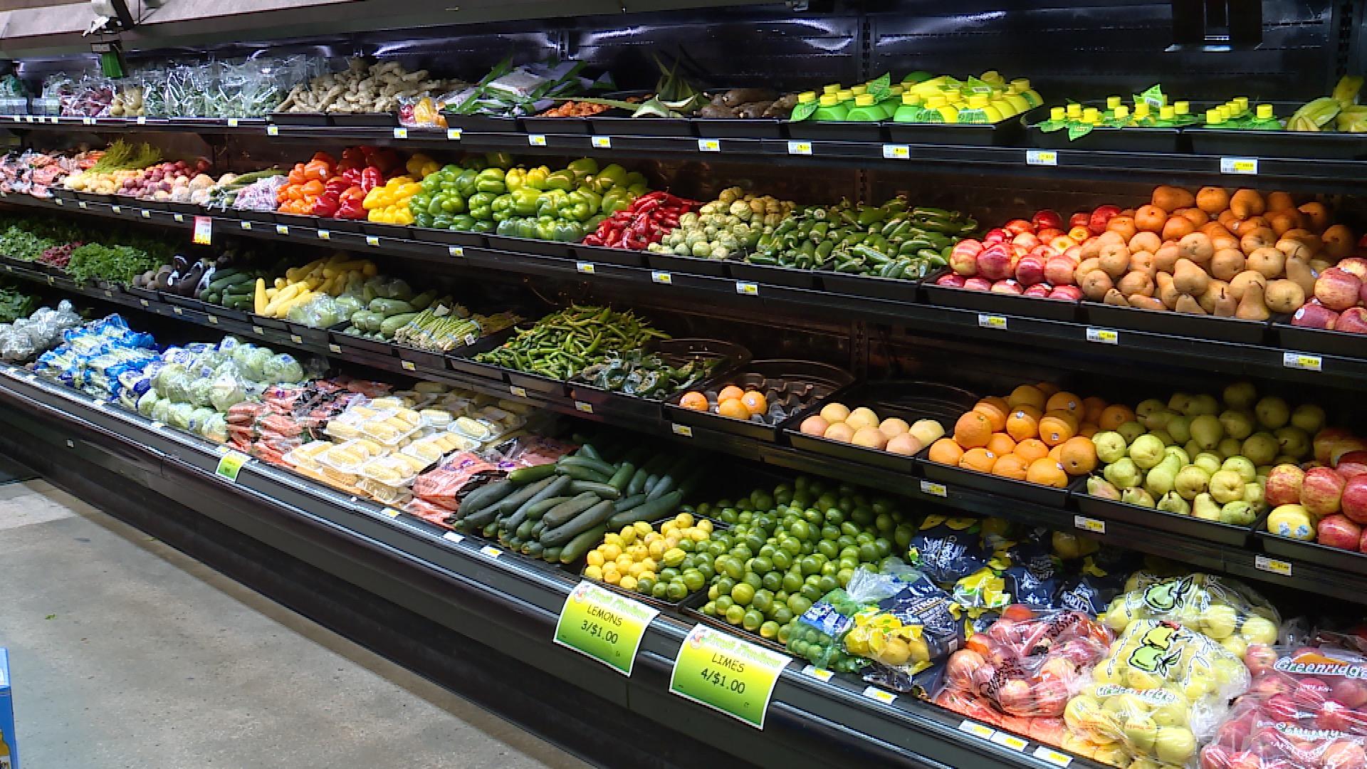 Grocery store produce bins