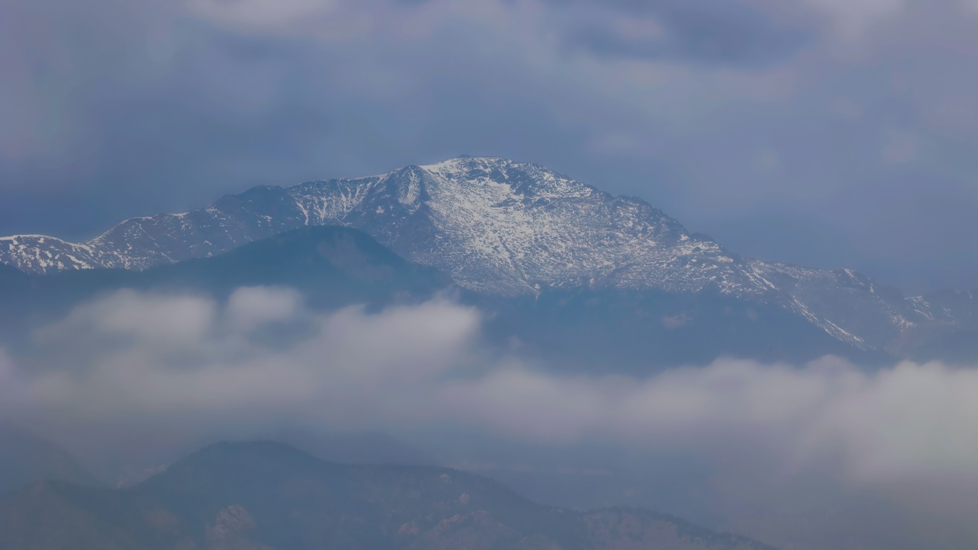Hazy view of Pikes Peak