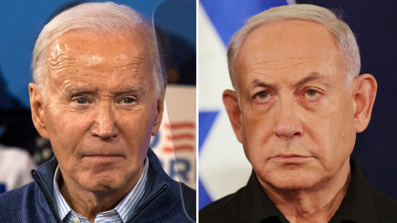 A combination photo shows  President Joe Biden and Israeli Prime Minister Benjamin Netanyahu