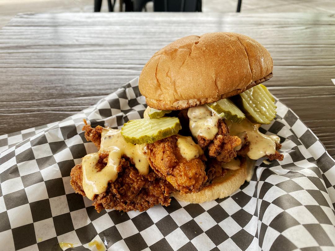 Burning Bridges Fried Chicken Sandwich