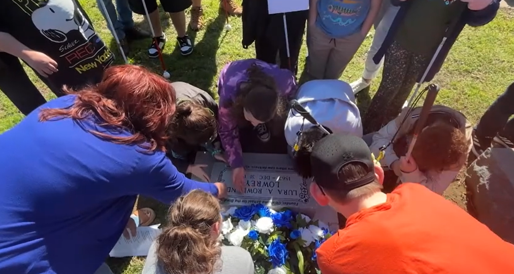 Oklahoma School for the Blind students honor founder with headstone