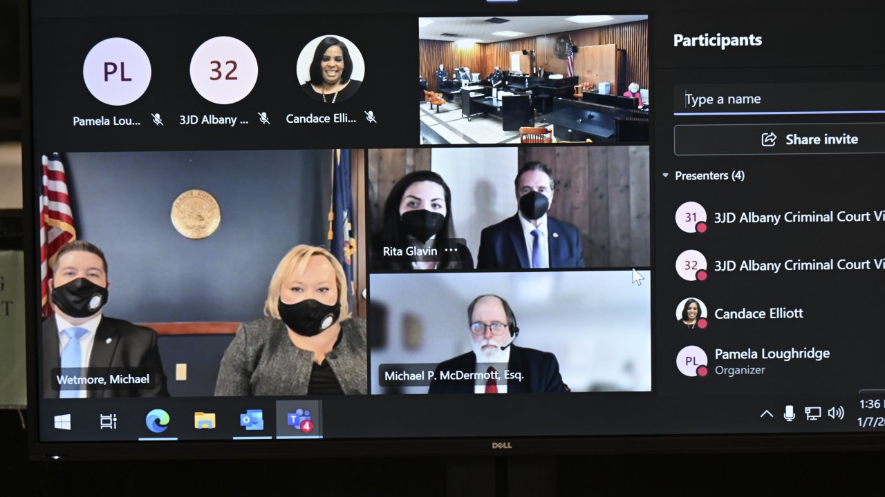 Former New York Gov. Andrew Cuomo appears briefly virtually for a court session.