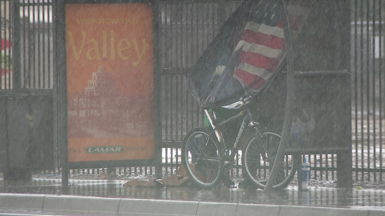 Unhoused community in monsoon season