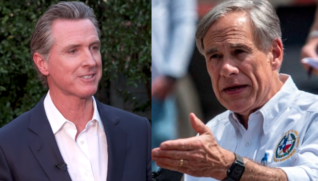 California Governor Gavin Newsom (left) and Texas Governor Greg Abbott fight fire with fire over redistricting in their states.