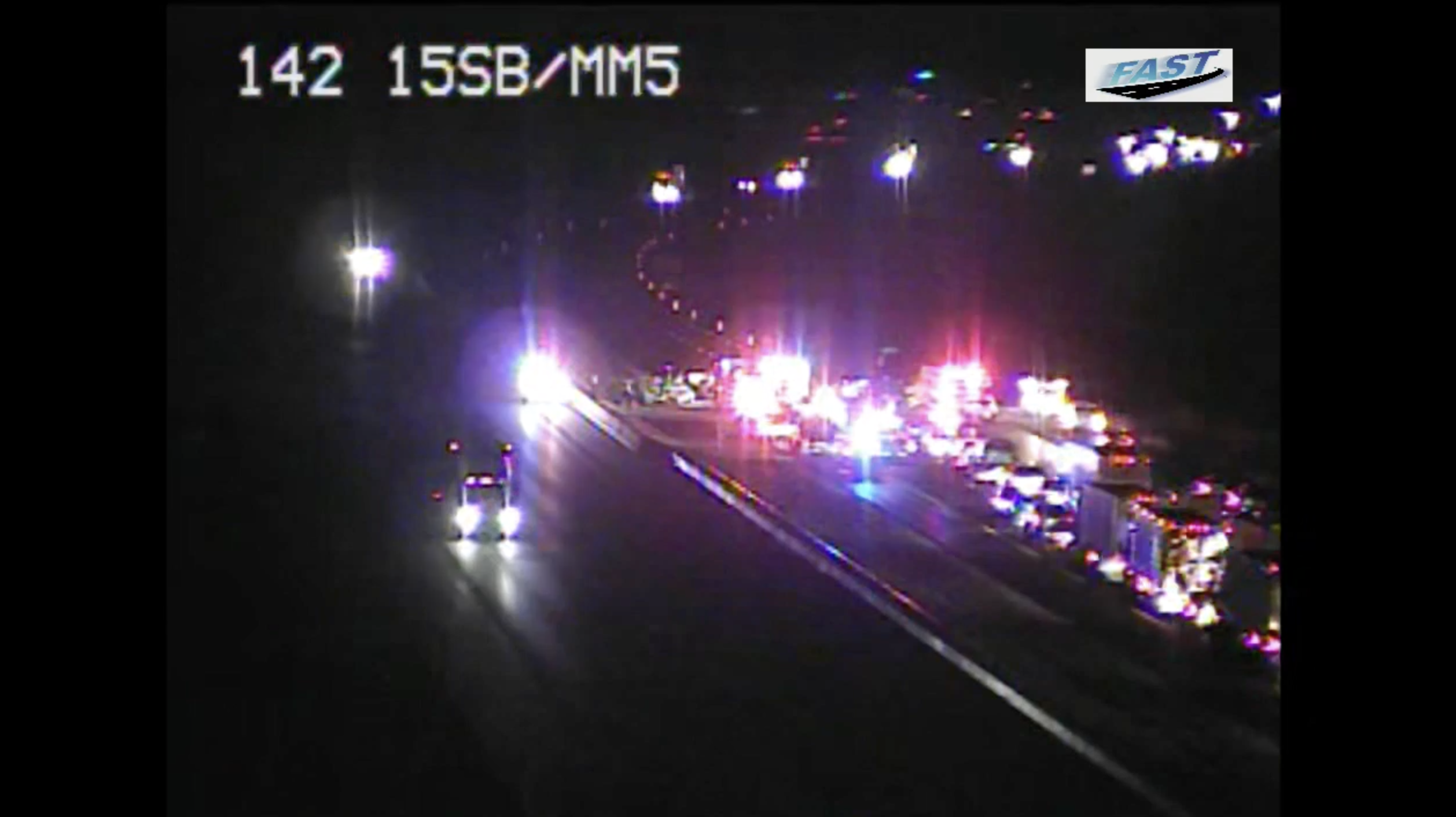 Traffic cameras show a shutdown of all northbound lanes after Primm due to crash