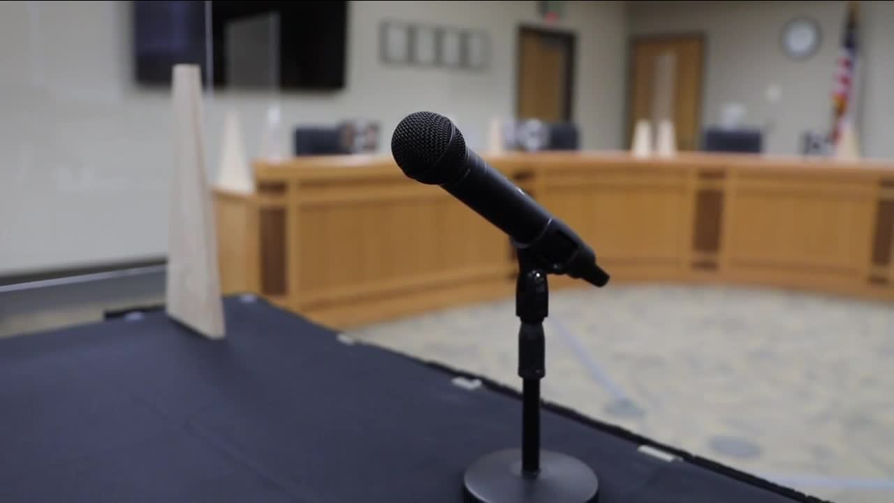 Microphone at school board meeting