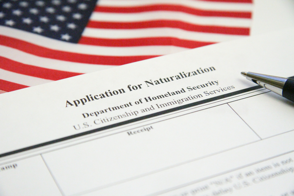 Stock image of an application for U.S. naturalization.