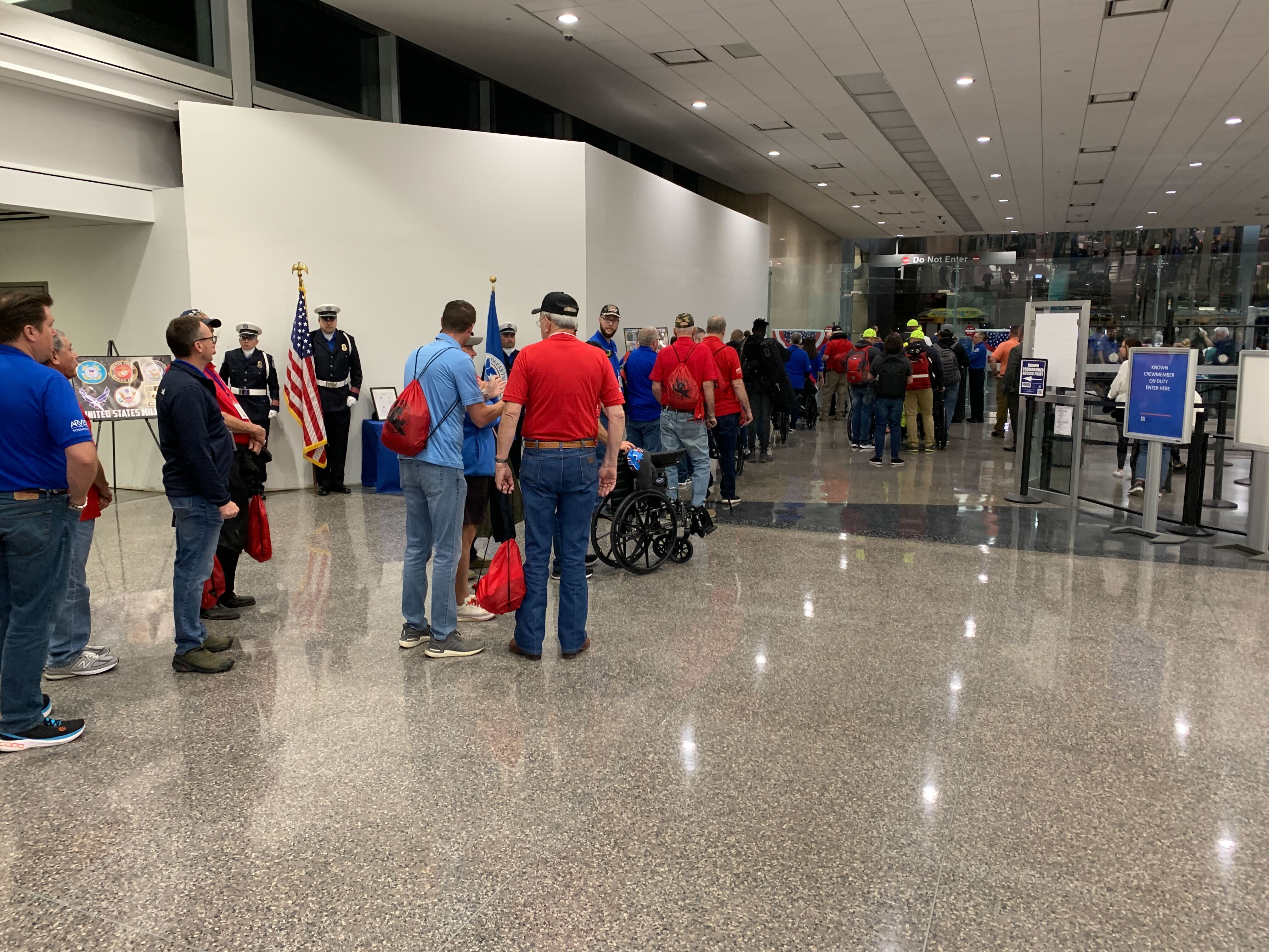 Vets with Oklahoma Warriors about to board an Honor Flight