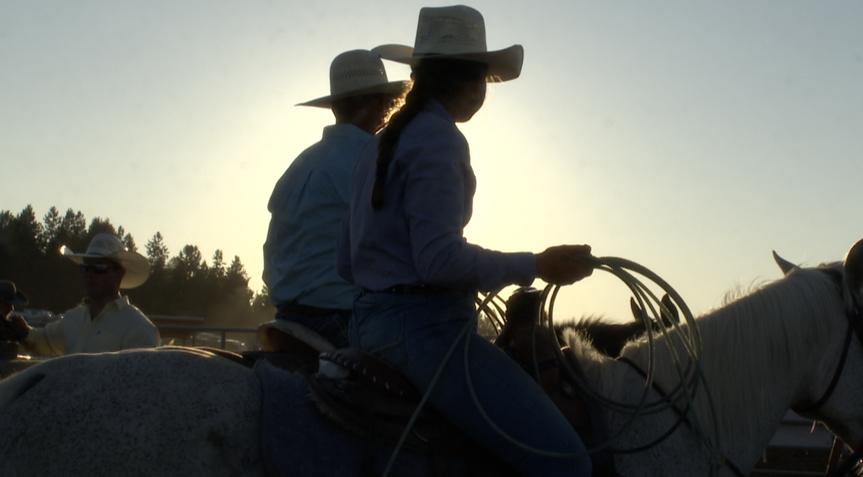 Team ropers at the Bigfork Rodeo, Bigfork 