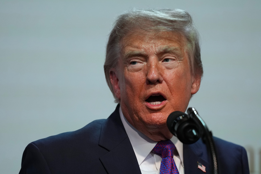 President Donald Trump speaks about prescription drug prices in the South Court Auditorium in the Eisenhower Executive Office Building on the White House campus, Monday, May 18, 2026, in Washington. 