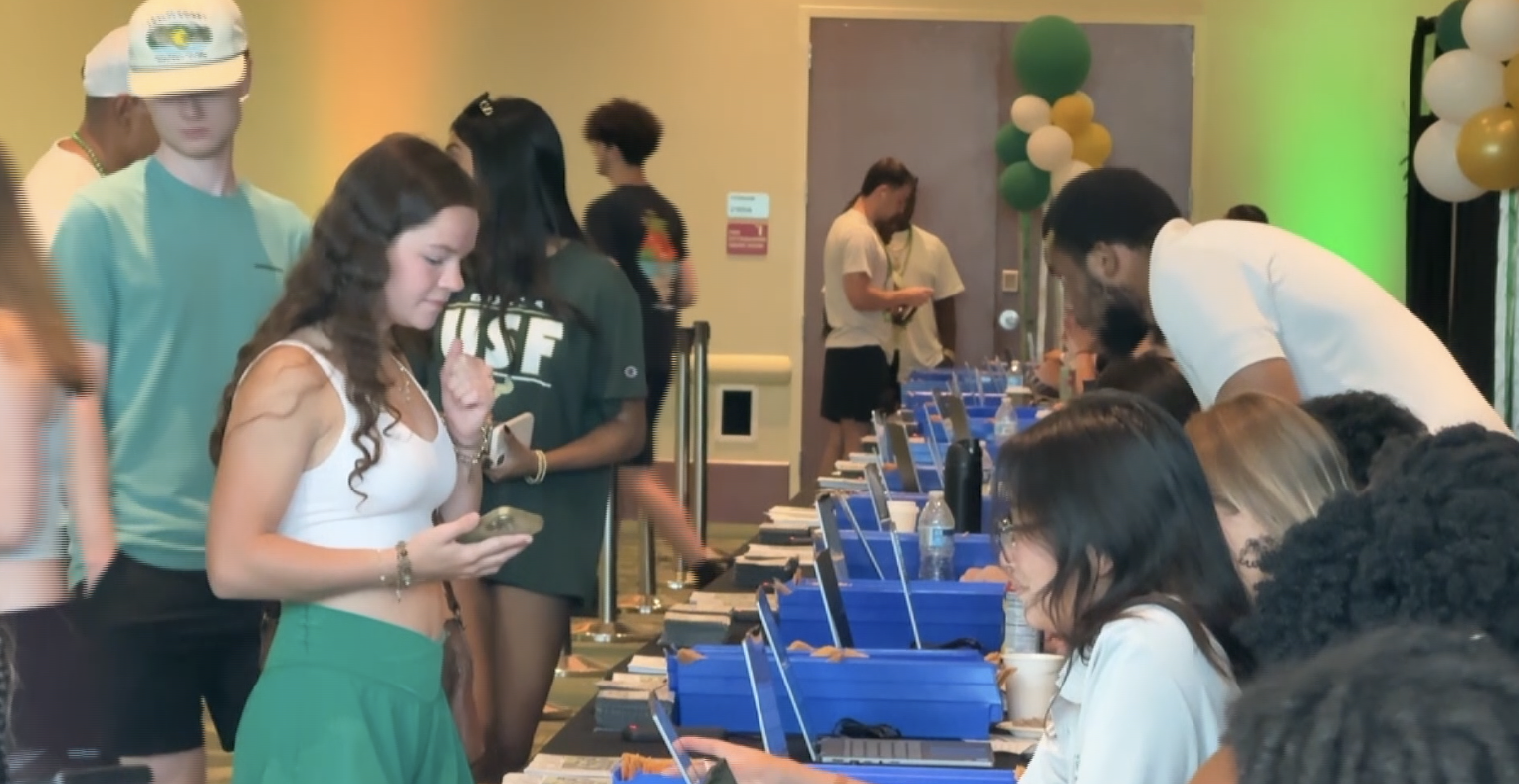 College students meet with school officials.