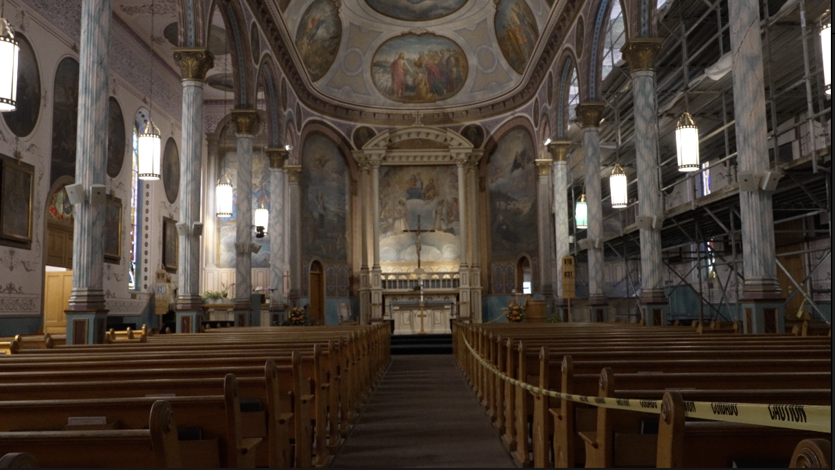 Inside St. Francis Xavier church amidst restoration project 