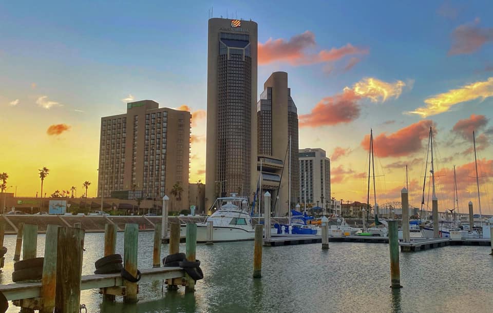 Downtown Corpus Christi Sunset - Photo By: FB Coastal Bend Weather Watcher Lu Ann Kingsbury