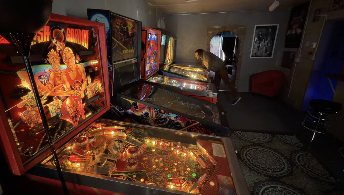 Ryan turns on 70 pinball machines