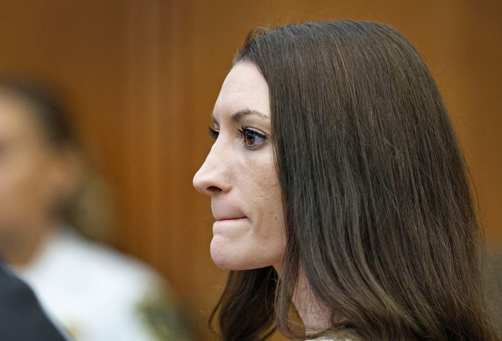 Lindsay Clancy listens to the testimony of Dr. Gregory Saathoff  during her murder trial in Plymouth Superior Court, Wednesday, Aug. 26, 2026 in Plymouth, Mass.